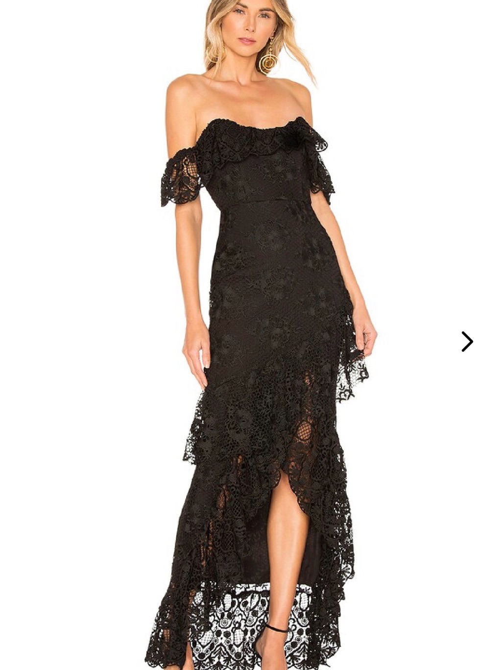Lovers + Friends Black Off The Shoulder Lace Maxi Dress